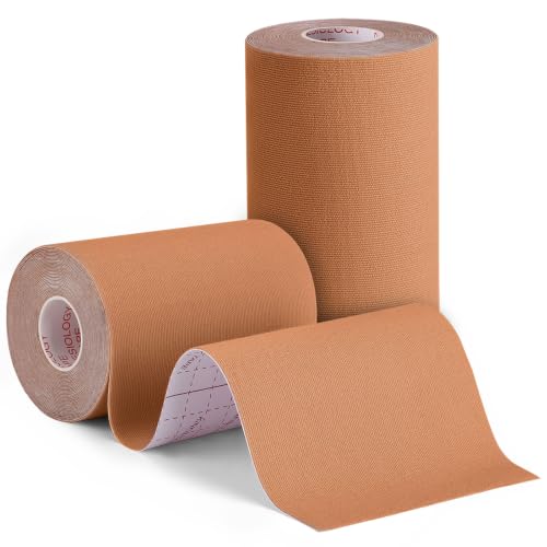 2 Rolls Kinesiology Tape, 4" x 5.5yd Extra Wide for Muscle Support - color: Beige - 2rolls