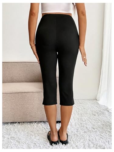 Milumia Women's Maternity Capri Leggings Side Split Pregnancy Cropped Pants - size: X-Large