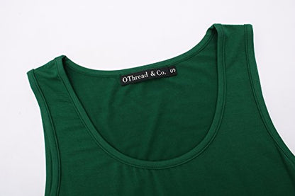 OThread & Co. Women's Basic Crop Tops Stretchy Casual Scoop Neck Sleeveless Crop Tank Top - color: Forest Green, size: Medium
