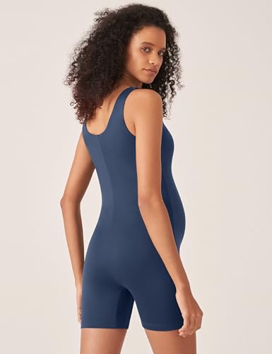 POSHDIVAH Maternity Romper Shorts Double Lined Jumpsuit - color: Navy Blue, size: XX-Large