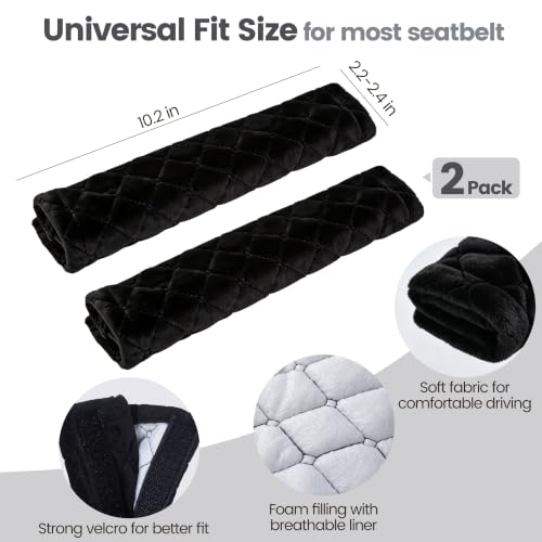 Amooca 2 Pack Seat Belt Covers Soft Shoulder Pad for Cars & Backpack - color: B: Black