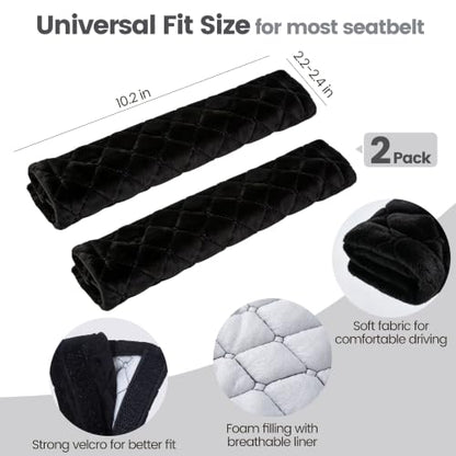 Amooca 2 Pack Seat Belt Covers Soft Shoulder Pad for Cars & Backpack - color: B: Black