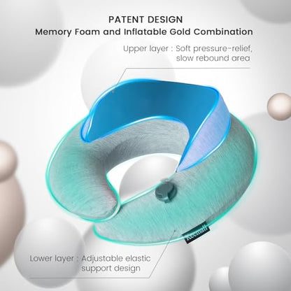Keemall Inflatable Travel Neck Pillow Plane, 3rd Generation Double Comfort - color: Leisure Grey, size: Medium