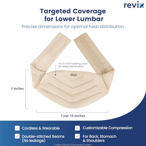 REVIX Wearable Microwave Heating Pad for Back, Flaxseed Heat Wrap, Beige - color: Beige