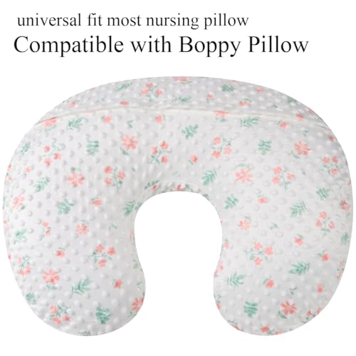 Dot Nursing Pillow Cover Set 2 Pack Compatible with Boppy Pillow - color: Pink & Floral