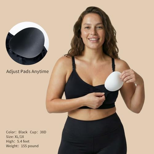 Under Control Nursing Bra 4-Pack - Wireless Maternity & Sleep Bra with Removable Pads - Comfortable Breastfeeding Bra (S-2XL) - color: Nude/Burg Mist/Light Brown/Black, size: X-Large