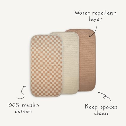 mushie Water Repellent Changing Pad Liners | Cotton (Retro Flowers Combo) - color: Retro Flowers Combo
