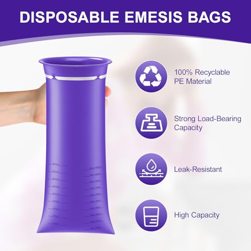 12/24 Pack Emesis Bags 1000ml Leak-Proof Purple & Blue - color: Purple-12pcs