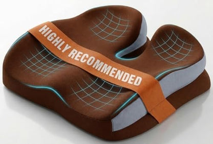 Memory Foam Ergonomic Seat Cushion for Office Chairs Pain Relief - color: Brown Mesh
