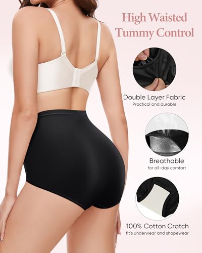 Women's Underwear Pack High Waisted Compression Postpartum Panties - color: Black, size: Small