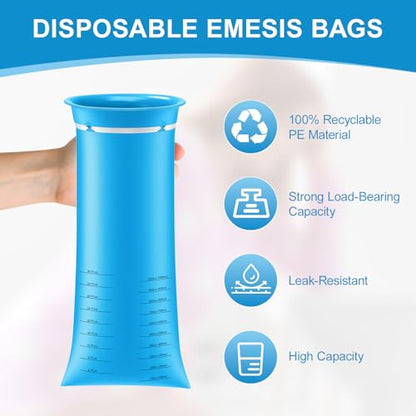 12/24 Pack Emesis Bags 1000ml Leak-Proof Purple & Blue - color: Blue-12pcs