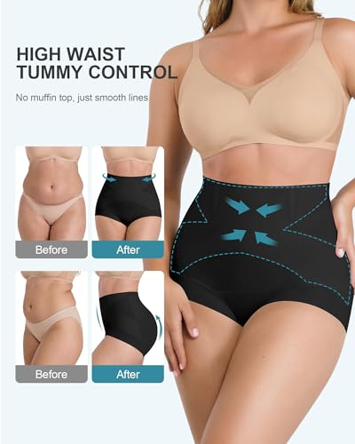 Women's Tummy Control Shapewear Underwear, High Waisted Body Shaper - color: Black, size: XX-Large