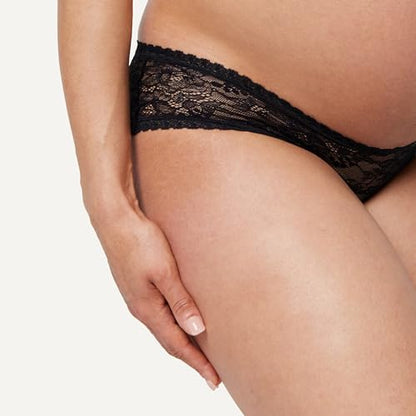 Amazon Essentials Women's Maternity Under Bump All over Stretch Lace Brief, Pack of 6 - color: Black, size: Large