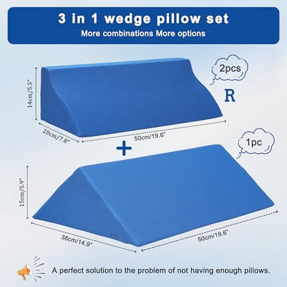 Fanwer Bed Wedges & Body Positioners (3 in 1) for Elderly,19.69",Blue - color: Blue
