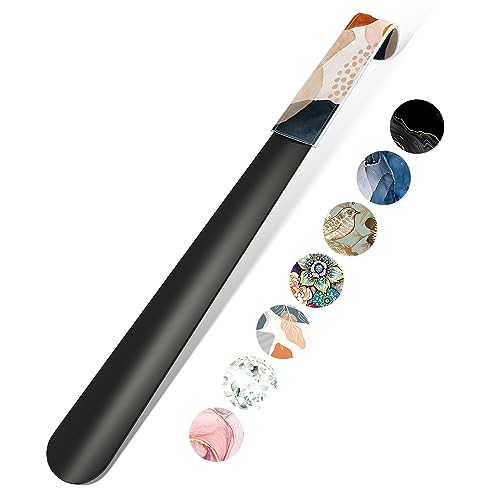 16.5 Inch Long Handle Shoe Horn for Seniors Men Women Kids, Metal Shoe Horns for Boots - color: Abstract Spot