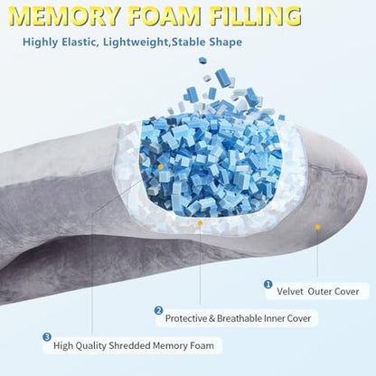 Shredded Memory Foam U Shaped Pregnancy Pillow with Cover - color: Dark Purple