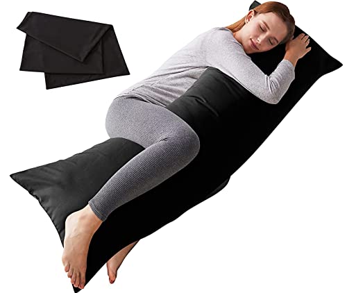 ELNIDO QUEEN Body Pillow with Pillowcase - Soft Long Bed Pillow for Adults - Breathable Full Body Pillow Insert for Sleeping, 20x54inches, Black - color: Black