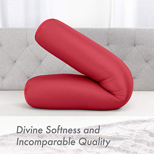 Microbead Body Pillow, Side Sleeping & Pregnancy, 48x8 in, Maroon - color: Maroon, size: Pillow & Cover