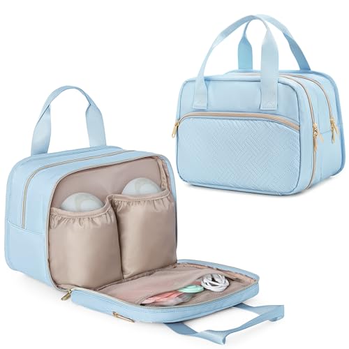 Fasrom Wearable Breast Pump Bag, Insulated Pump Carrying Case with Cooler - color: Blue