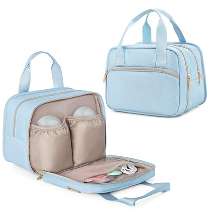 Fasrom Wearable Breast Pump Bag, Insulated Pump Carrying Case with Cooler - color: Blue