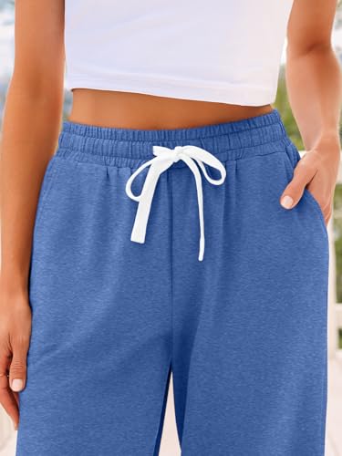 AUTOMET Women's High Waisted Lounge Sweatpants Jogger Pants with Pockets - color: Blue, size: Large