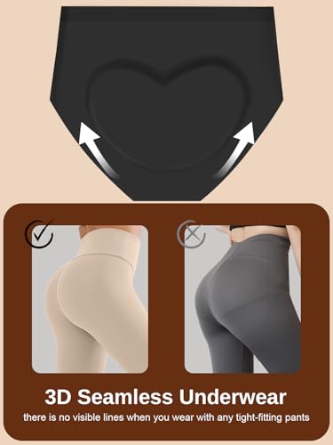 AIVEITE Seamless High Waisted Panties No Show Brief Underwear Women 6 Pack - color: Black, size: X-Small