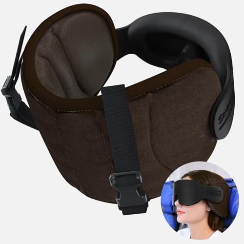 SARISUN Travel Pillows for Airplanes, Stable Head Support, Travel Essential - color: Dark Brown