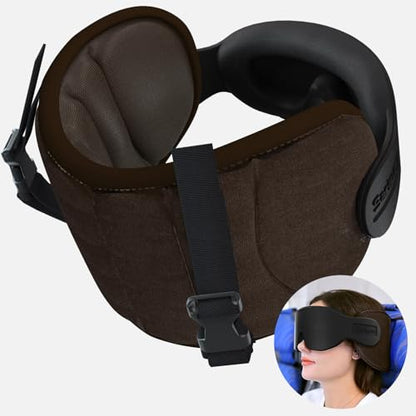 SARISUN Travel Pillows for Airplanes, Stable Head Support, Travel Essential - color: Dark Brown
