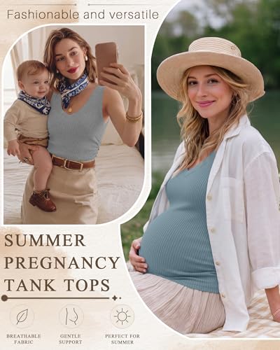 3 Pack Women's Maternity Tank Tops - color: Blue, White, Light Heather Gray, size: XX-Large