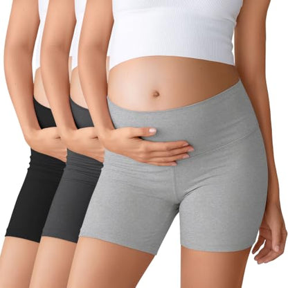 Ficerd 3 Pack Maternity Pajama Lounge Shorts - color: Light Gray, Mixed Black, Black, size: X-Large
