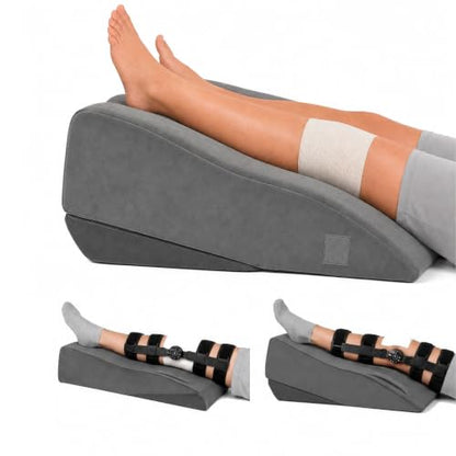 Leg Elevation Pillow for After Surgery, Firm Foam Knee Wedge, Double Leg - color: Medium Gray(double Leg)