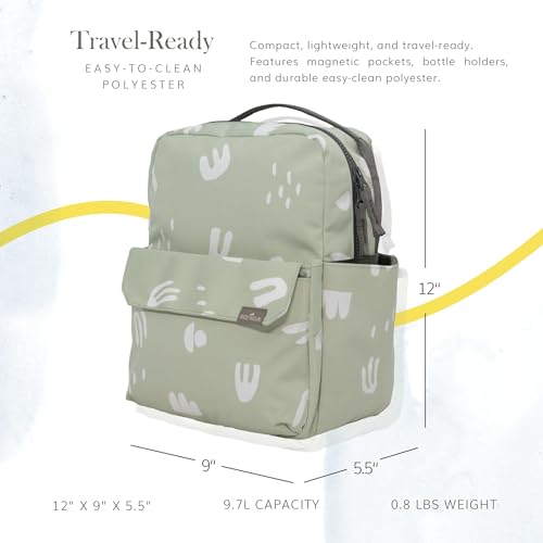 Mini Roo Diaper Bag Backpack | Pear Doodle Baby Bag - 6 Pocket Daily Use - color: Pear Doodle