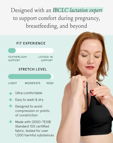 Bodily Everything Wireless Nursing & Maternity Bra with Clip Down Access - color: Black, size: Medium