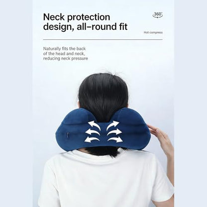 Portable Inflatable Neck Pillow, Car Rides, Office Napping, Navy Blue