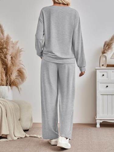 AUTOMET Womens Sweatsuits 2 Piece Lounge Matching Sweat Sets Fall Outfits - color: Grey, size: X-Large