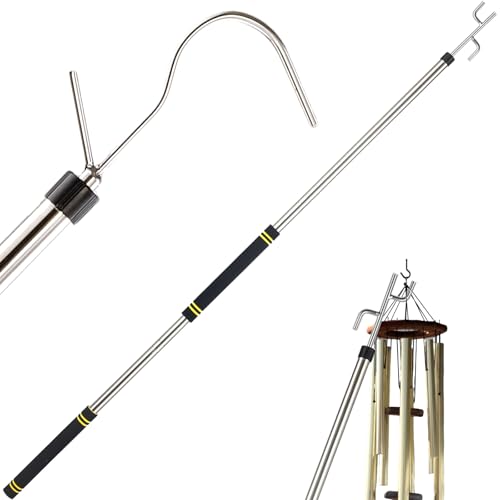 Clothes Hook Pole Heavy Duty,32 to 80In Retail Clothing Hook Pole - color: Silvery