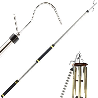 Clothes Hook Pole Heavy Duty,32 to 80In Retail Clothing Hook Pole - color: Silvery
