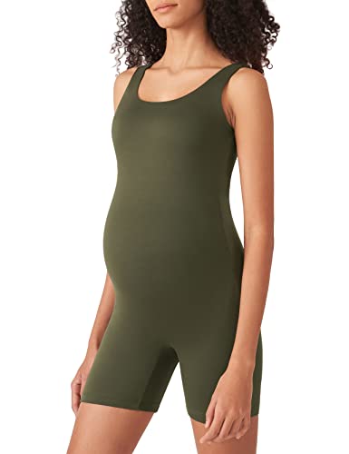 POSHDIVAH Maternity Romper Shorts Double Lined Jumpsuit - color: Green, size: X-Large