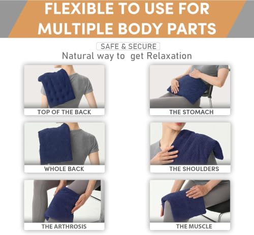 UNCN Wide Microwave Heating Pad with Washable Cover 9.5 x 16in Microwavable - color: Navy Blue