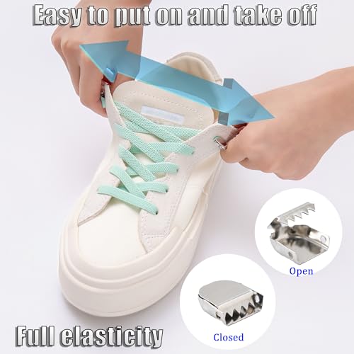 Elastic No Tie Shoe Laces for Kids and Adults Sneakers, Stretch Flat Tieless Shoelaces - color: Blue