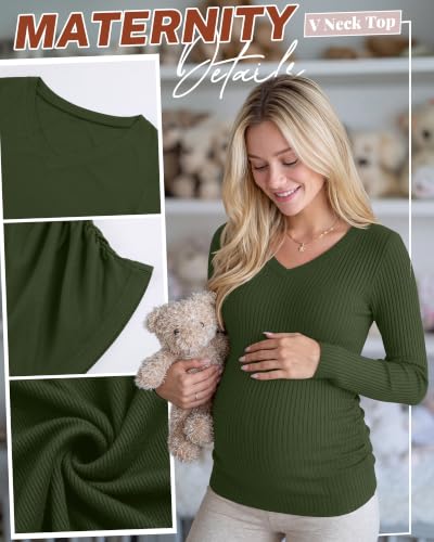 4 Pack Women's Maternity Shirts - color: Army Green, Coffee, White, Black, size: X-Large