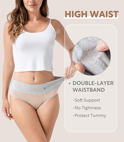 DAVID ARCHY Women's Bamboo Rayon Briefs, High-Waisted Underwear, 4/6 Pack - color: A-light Skin*4, size: XX-Large