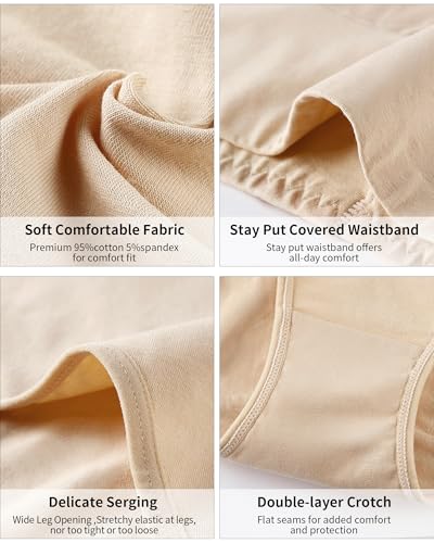 CULAYII Tummy Control Underwear Womens High Waisted Cotton Panties Breathable Full Coverage Postpartum Ladies Briefs - color: Multicoloured F - 5 Pack, size: Medium