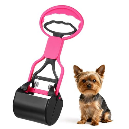 Poop Scooper 11" Long Handle No Touch Dog Poop Scooper Grabber - color: Pink
