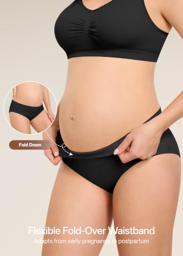 Angelhood Cotton Maternity Underwear for Women Foldable Pregnancy Panties - color: Multicoloured E, size: Medium
