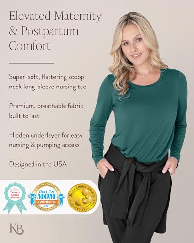 Kindred Bravely Everyday Nursing & Maternity Long Sleeve T-Shirt - color: Evergreen, size: Medium