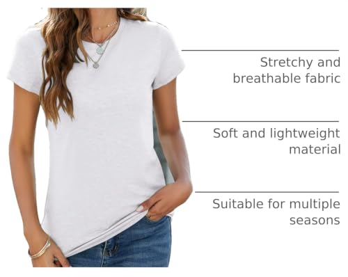Sherosa Womens T Shirts Short Sleeve Crew Neck Shirts Basic Tee Tops Blouse - color: 01 White, size: X-Large