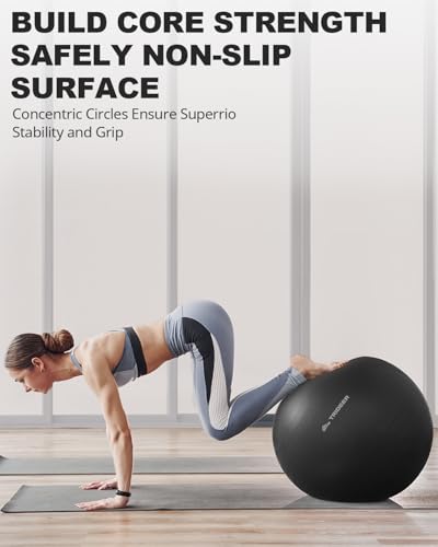 Trideer Yoga Ball for Exercise, Pregnancy, Physical Therapy, Pump Included - color: Black, size: XL(27-30ines/68-75cm)