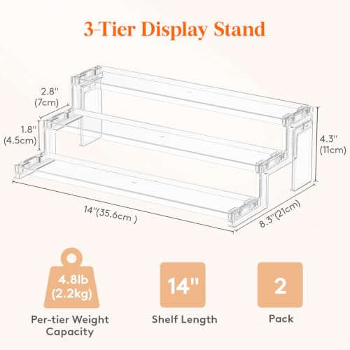 Lifewit 14″ Spice Rack, Perfume Cologne Stand, Tool-Free Assembly, 2 Pcs - color: Clear, size: 14″3-Tier,2 pc