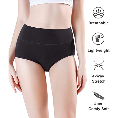 wirarpa Women's Modal Underwear Soft High Waist Briefs Ladies Panties 4 Pack - color: Black, size: Small